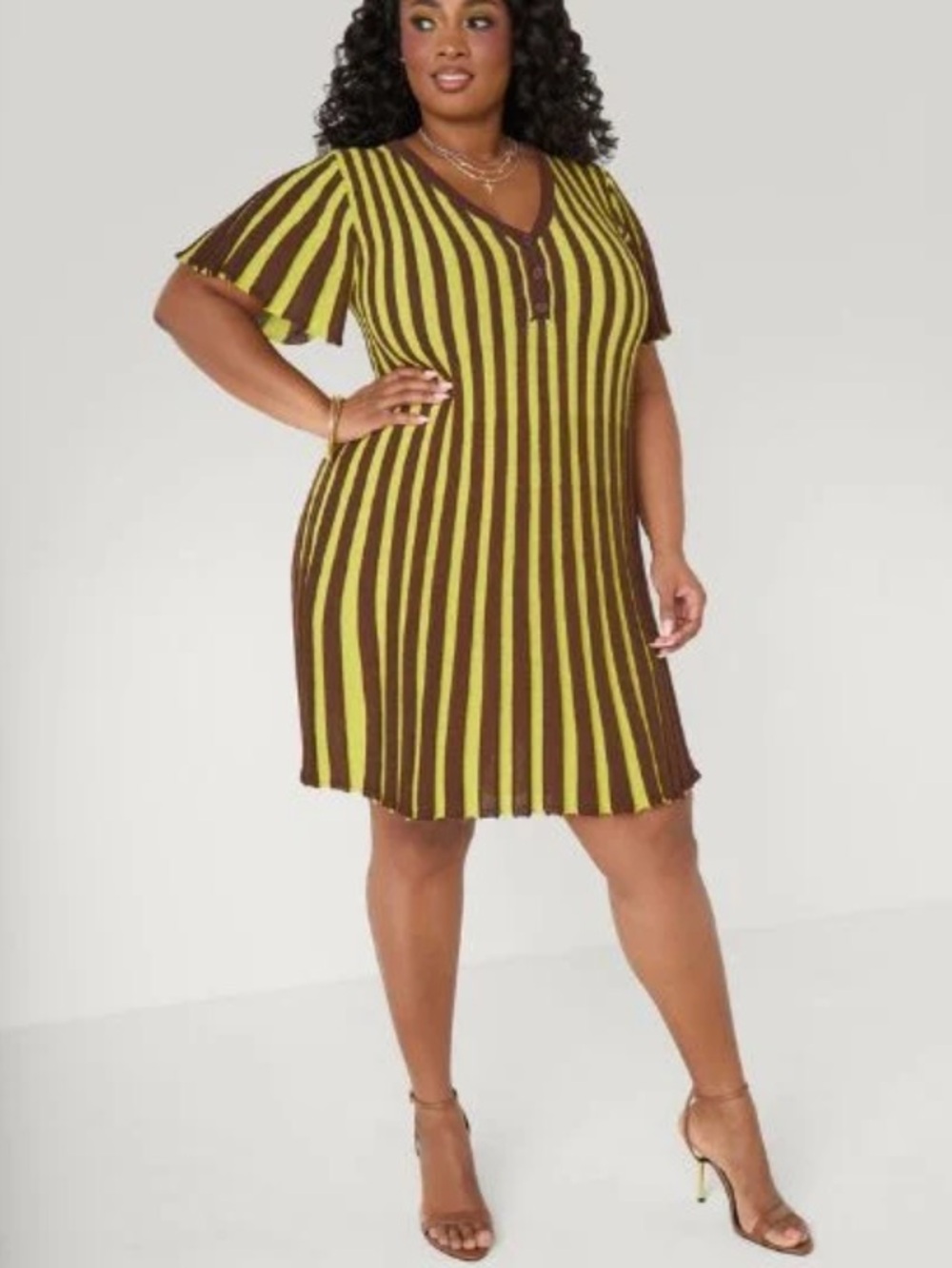 Ashley green bold stripped sweater dress new